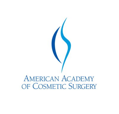 The logo features a stylized blue figure alongside text reading "AMERICAN ACADEMY OF COSMETIC SURGERY" on a white background.